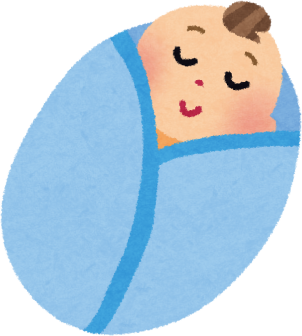 Illustration of a Sleeping Baby Wrapped in a Blue Blanket