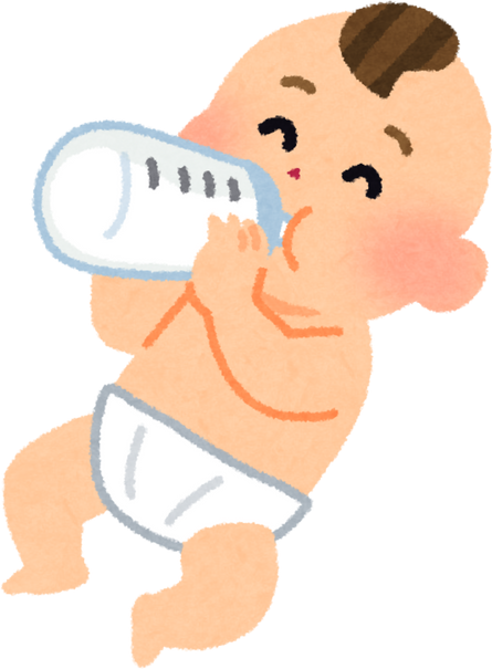 Illustration of a Baby Drinking Milk from a Bottle