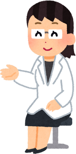 Illustration of a Female Doctor Sitting on a Chair and Gesturing