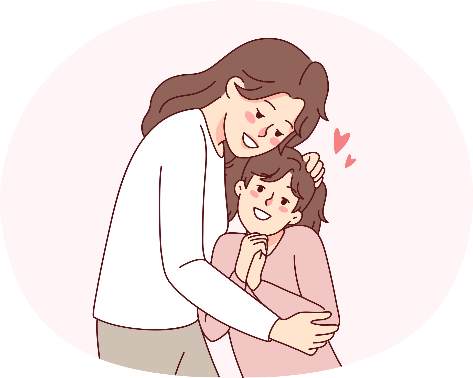Happy Mother Hugging Small Daughter